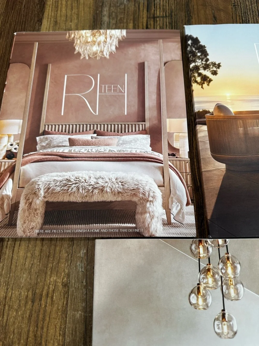 Restoration Hardware Coffee Table magazine- Cream, Brown, Blue set of 3